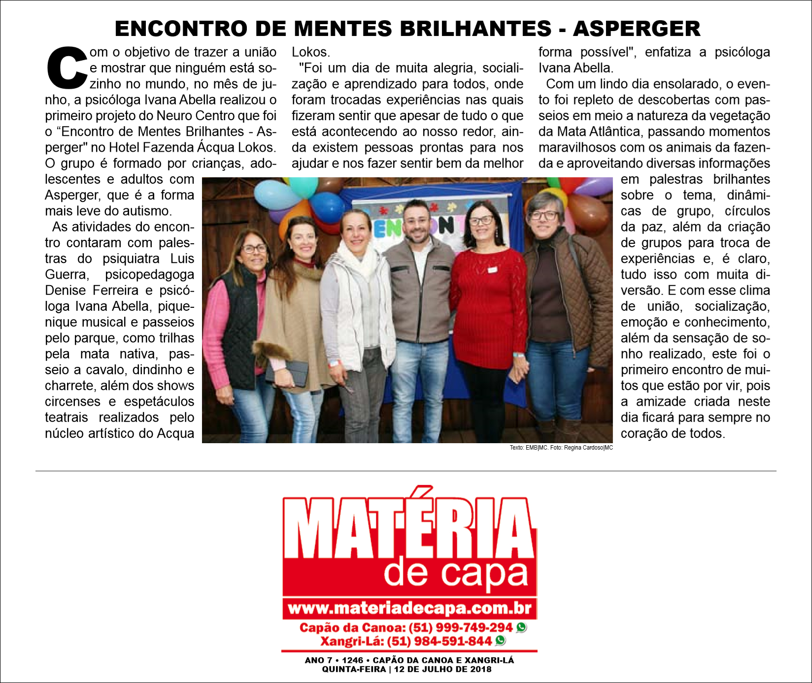 Matéria publicada no jornal 'Matéria de Capa', na edição 1246 do dia 12 de junho de 2018.